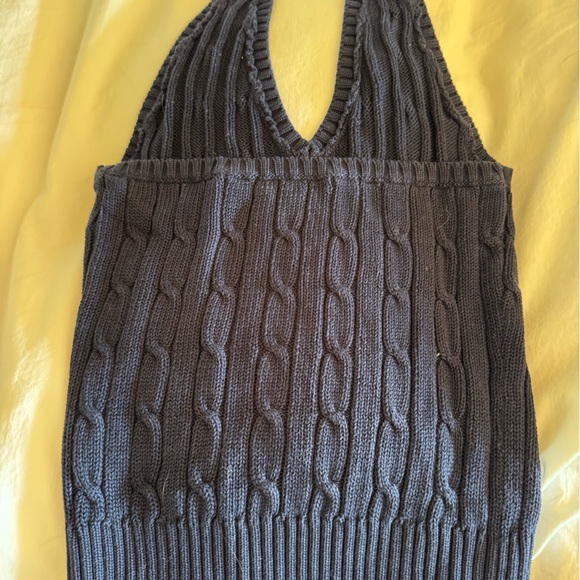 Ralph Lauren Navy V-Neck Cable Knit Sweater - Picture 2 of 3